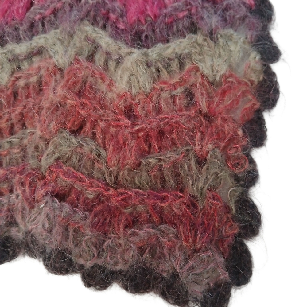 Multi-color Zigzag Knit Scarf Cozy Mohair-Wool Lace Scalloped Hem NO Itch - Picture 3 of 8